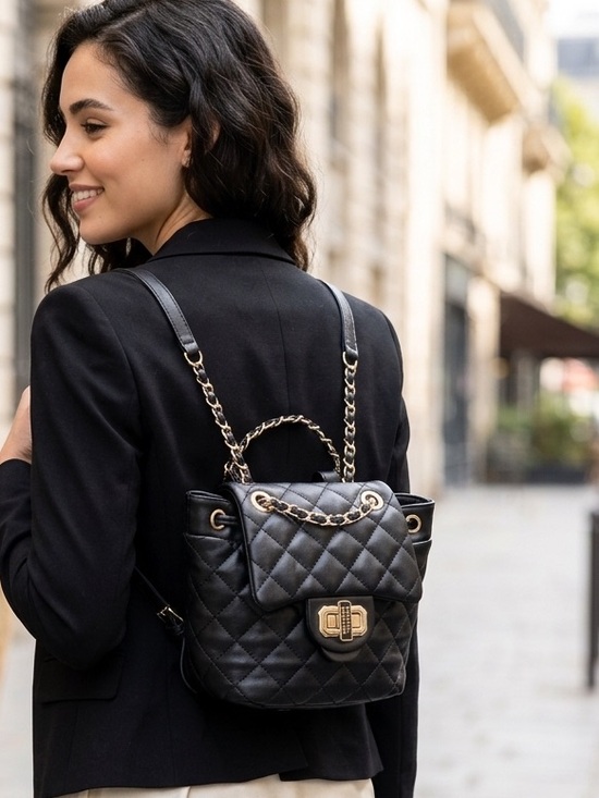 Badgley Mischka Handbags - Badgley Mischka Black Quilted Micro Mini Backpack Purse Adjustable Straps